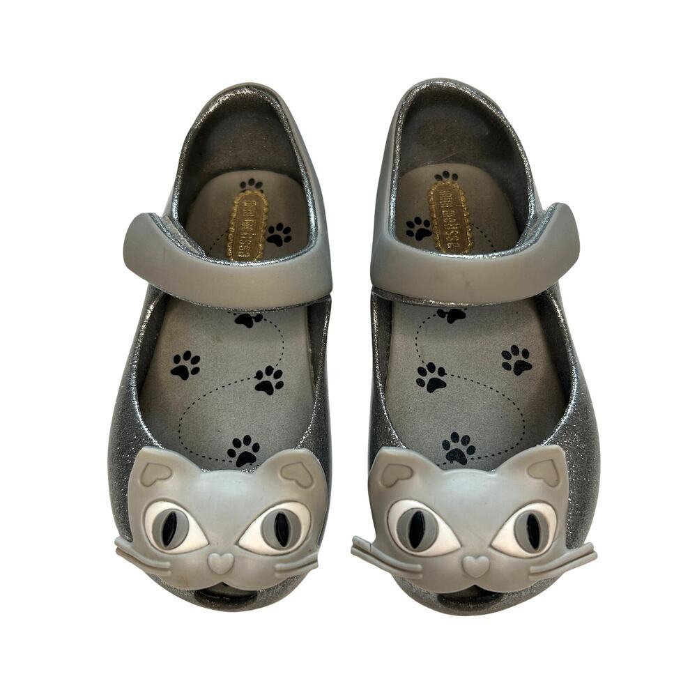 Mini Melissa Kitty Cat Silver Shoes - Size 6